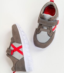 Resim mnpc Unisex Çocuk Gri Deri Ortopedik Destekli Spor Ayakkabı 