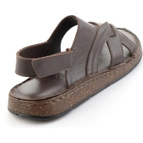 Resim Bambi Kahve Hakiki Deri Erkek Sandalet E05433011903 