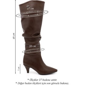 Resim Gönderi R Kadın Kahverengi Sivri Burun Körüklü İnce Topuklu Çizme Dkzc66832507 Kahverengi 