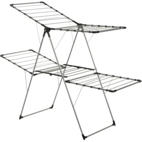 Resim UltraNova İki Katlı 25 Metre Metal Çamaşır Kurutmalık, Siyah, Uzun Ömürlü, Rahat Kullanım 