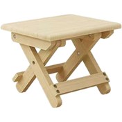 Resim Compact Folding Wood Stool Backyard Stool Reinforced Crossbar Picnic Stool for 