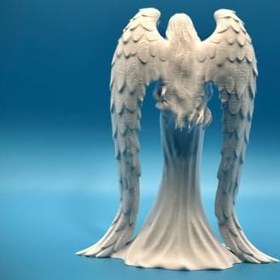 Resim Melek Tasarım Sanat Heykeli | Timid Elegance Serisi | Modern Masaüstü Biblo ve Zarif Oda Dekoru - Melek Figürlü Heykelcik 