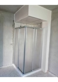 Resim Nokta Duşakabin 85 x 85 Teknesiz Parlak Krom Renkli Mika Duşakabin Şeffaf 