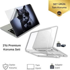 Resim McStorey Macbook Air M1 Kılıf Koruyucu Yapıştırma Sticker Laptop Kaplama A2337 ile Uyumlu Cat01NL Siyah 