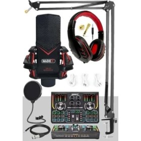 Resim Midex Gmx-1 Titanium Set Efektli Ses Kartı Mikrofon Kulaklık Stand Kayıt Canlı Yayın (Pc ve Telefon) 