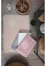 Resim Püskül Dantelli Ayak Havlusu 50x70 Cm -2 Adet Bej Bej 