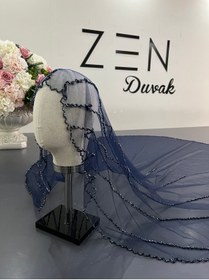 Resim ZEN DUVAK Lacivert Nakışlı Duvak 