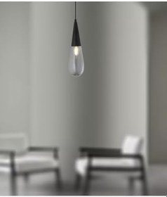 Resim TT AYDINLATMA TT023-1-FULL-SY TT Aydınlatma Damla Modeli Full Mat Siyah Tekli Avize Siyah 20 x 60 