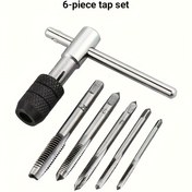 Resim 6 Adetlik Metrik Tornavida Seti, M3-M8 Çelik El Tornavidaları ile T-Handle Pense, Metal İşleme için Makine Vidası Formu Oluşturma Tornavida Alet Seti 