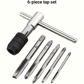 Resim 6 Adetlik Metrik Tornavida Seti, M3-M8 Çelik El Tornavidaları ile T-Handle Pense, Metal İşleme için Makine Vidası Formu Oluşturma Tornavida Alet Seti 