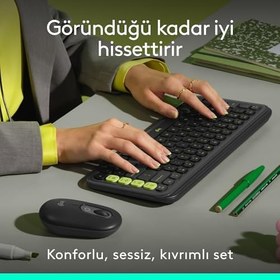 Resim Logitech POP ICON COMBO Kablosuz Klavye ve Mouse Seti, Bluetooth, Konforlu Tasarım, Programlanabilir Tuşlar, Sessiz Tıklamalar, 3 Cihaza Kadar Easy-Switch, Türkçe Q Klavye, Siyah 