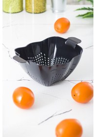 Resim Akrilik Siyah Makarna Süzgeçi & Sebze Meyve Süzgeçi Siyah 32 23 Cm Çok Renkli 