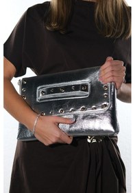 Resim Marry Gümüş Cilt Troklu Kadın Clutch Çanta 