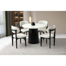 Resim Mobilgen Siyah 4 Adet Nergis Sandalye Orkide Masa Takımı 