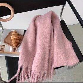 Resim Püsküllü Yumuşak Pembe Kış Atkısı - Tüylü Köpek Kuyruğu Püsküllü Şal, Günlük ve Resmi Kıyafetler İçin Sıcak Rüzgarlık Yaka, Şık Aksesuar (Elde Yıkanabilir) - Esnemeyen Rahat Sarık 