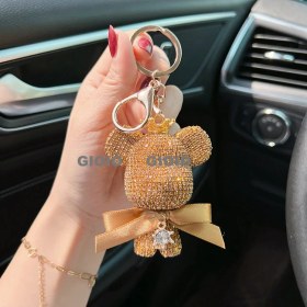 Resim Silver1 Gıoıo Yeni Ipek Eşarp Anahtarlık Kişiselleştirilmiş Inci Papyon Çanta Çekicilik Dokuma Anahtarlık (Yurt Dışından) 