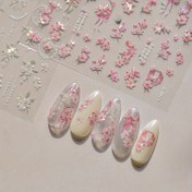 Resim 1 Adet 5D Pembe Şeftali Çiçeği Simli Tırnak Sticker’ı, Kabartmalı Sanat Dekorlar – Manikür ve Pedikür Bakımı İçin Plastik Malzeme, Kokusuz Geometrik Desenler, Doğum Günü ve Tatiller için DIY Hediye Fikri 