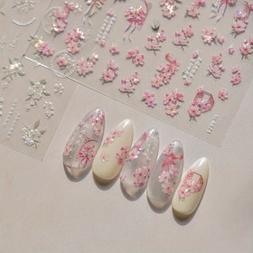 Resim 1 Adet 5D Pembe Şeftali Çiçeği Simli Tırnak Sticker’ı, Kabartmalı Sanat Dekorlar – Manikür ve Pedikür Bakımı İçin Plastik Malzeme, Kokusuz Geometrik Desenler, Doğum Günü ve Tatiller için DIY Hediye Fikri 