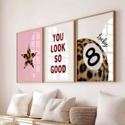 Resim 3 adet / takım leopar moda baskı, şanslı 8 top çita posteri, preppy hipster Y2K estetik apartman dekoru, oturma odanızı, yatak odanızı, banyonuzu veya ofis duvarlarınızı dekore etmek için mükemmel. Çerçevesiz 