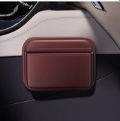 Resim Chuangyinshop 1 Adet Wine Red Yapış Deri Araç Depolama Çantası Çok Fonksiyonlu Sürücü Konsol Organizatörü Telefon Anahtar Kart 