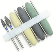 Resim 8'li Paket Silikon Kauçuk Taşlama Başlığı + Tungsten Çelik Taşlama Başlığı 2.35mm Takma Diş Seti için Cilalama Kiti 