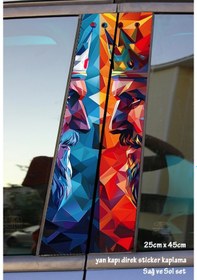 Resim Kral Sticker Yan Kapı Direk Kaplama 2li Sol Sağ Takım Yapıştırma 