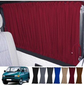 Resim Pandami Volkswagen T4 - Transporter / Caravelle Uzun Şase 1990-2003 Uyumlu Bordo Raylı Oto Perde Takımı 