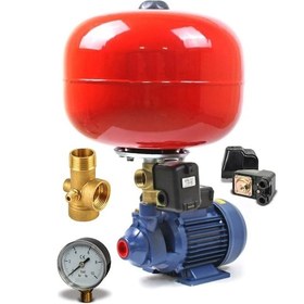 Resim Bakır Sargı 24 Litre Küre Tanklı 0,50 Hp Qb-60 Otomatik Hidrofor 2 Kat 2 Daire Pompa Seti 