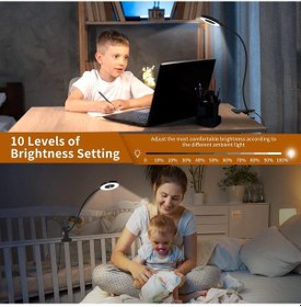 Resim Usb Adaptörlü, Göz Dostu Kelepçeli, Oyun/görüntülü Konferans/okuma İçin 40 Cm Esnek Kaz Boynu Kitap Halkası Lambası İçeren Masa Lambası 