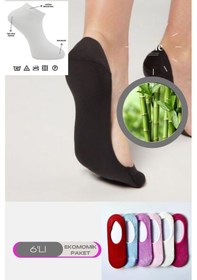 Resim Suadela Giyim Renkli 6'lı Bambu Yumuşak Topuk Burun Dikişsiz Pati 001 