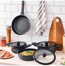 Resim Aryıldız Brantley 7 Parça Tencere Seti Siyah 