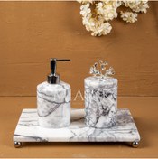 Resim MIARIK DESIGN & DEKORASYON DEKORATİF LEYLAK MERMER AKSESUAR DETAYLI 3 LU BANYO SETİ TAKIMI 