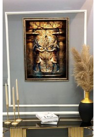 Resim Antik Mısır Desenli Dijital Baskılı Kadife Kumaş Çerçeveli Tablo Tbl0060 