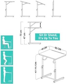 Resim Depolife Tekerlekli Notebook Laptop Çalışma Sehpası Eğim Ve Yükseklik Ayarlı Akrobat Ders Yemek Çekyat Masası 