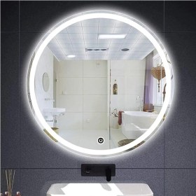 Resim Global Led Mirror 45 cm Kumlamalı Dokunmatik Tuşlu Yuvarlak Ledli Ayna Duvar Salon Banyo Wc Ofis Yatak Odası Boy Ledli Ayna 