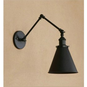 Resim Mediterian Ayarlanabilir Siyah Metal Okuma Lambası, E27 Duy Tipi, Şık ve Fonksiyonel Tasarım 