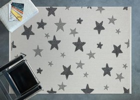 Resim Antrasit Yıldızlar Modern Geometrik Etnik Desenli Boho Makinada Yıkanabilir Hafif Hav Toz Vermez Leke Tutmaz Kaymaz Taban Dijital Makine Baskı Halı Oturma Odası Salon Yolluk Koridor Mutfak Halısı 