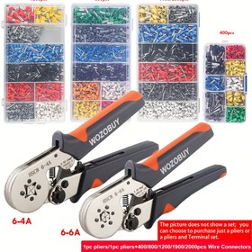 Resim Kablo Bağlantı Pensesi, 1 adet pense/1 adet pense + 400/800/1200/2000 adet Tel Konnektörler - Yalıtımlı VE Tüp Klemens Terminalleri - Klemensleme Pense Çeşitleri Seti - Boru Terminal Klemensleme Araçları 