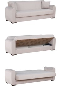 Resim Kilim Mobilya Dome Üç Kişilik Kanepe Krem 