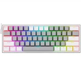 Resim Redragon K617-RGB 16,8 Milyon RGB Aydınlatma, Red Switch Fizz%60 Q Türkçe Kablolu Mekanik Oyuncu Klavyesi Gri Beyaz 