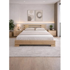 Resim CopperWood Doğal Ahşap Modern Karyola - Minimal & Şık Tasarım 