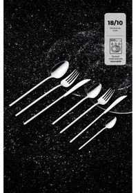 Resim Emsan Lora 84 Parça 12 Kişilik Kutulu Çatal Kaşık Bıçak Takımı Gümüş 