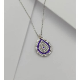 Resim Damla Model Nazar Boncuğu 925 Ayar Gümüş Kolye 