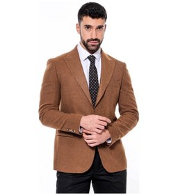 Resim Wessi Slim Fit Desenli Taba Erkek Ceket Taba 