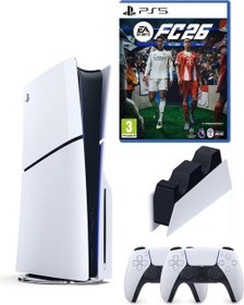 Resim Playstation 5 slim +2.kol dualsense + Şarj İstasyonu +Ps5 FC26 (İthalatçı Garantili ) 