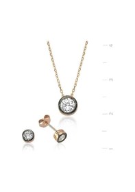 Resim Gümüş Yuvarlak Tek Taş Kadın Set (551167604) 