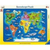 Resim Ravensburger 30 Parça Büyük Çerçeveli Puzzle Hayvanlar Dünya Haritası 066414 