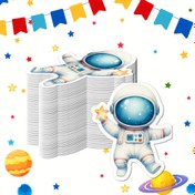 Resim 20/40 Sayfa (1 Paket) Astronot Temalı Çift Katmanlı Peçeteler 