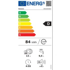 Resim Siemens SN53IW50KT IQ300 D Enerji Sınıfı 4 Programlı Yarı Ankastre Bulaşık Makinesi 