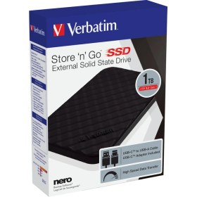 Resim Verbatim Store 'n' Go Taşınabilir SSD 1 TB 462 MB/s Okuma Hızı USB 3.2 Gen1 Siyah 